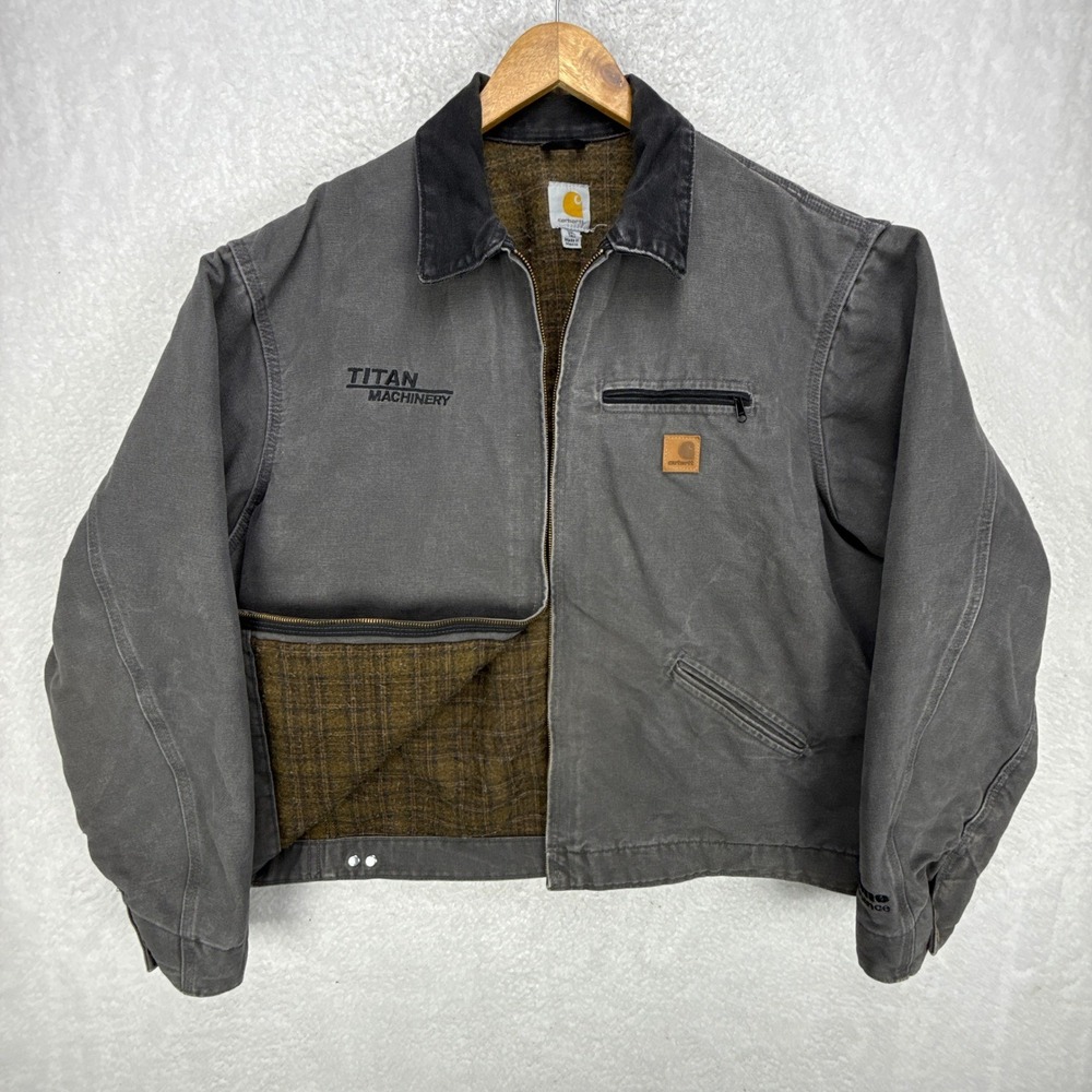 Carhartt Detroit Jacket Blanket Lined Mens 2XLT‎ J97 GVL Gravel Gray Logo Titan